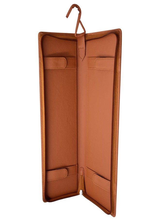 essart Premium PU Leather Men's Formal Tie Case with Zip Closure Travel Tie Case Tie Box for Men Tie Organiser tie Storage Holder for Men Necktie in Brown Colour - Image 3